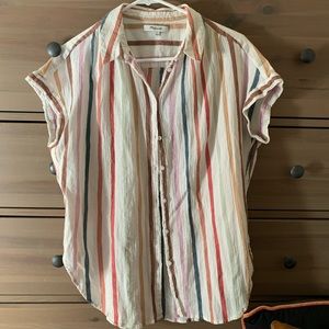 Gauze Central Tunic Shirt in Rainbow Stripe